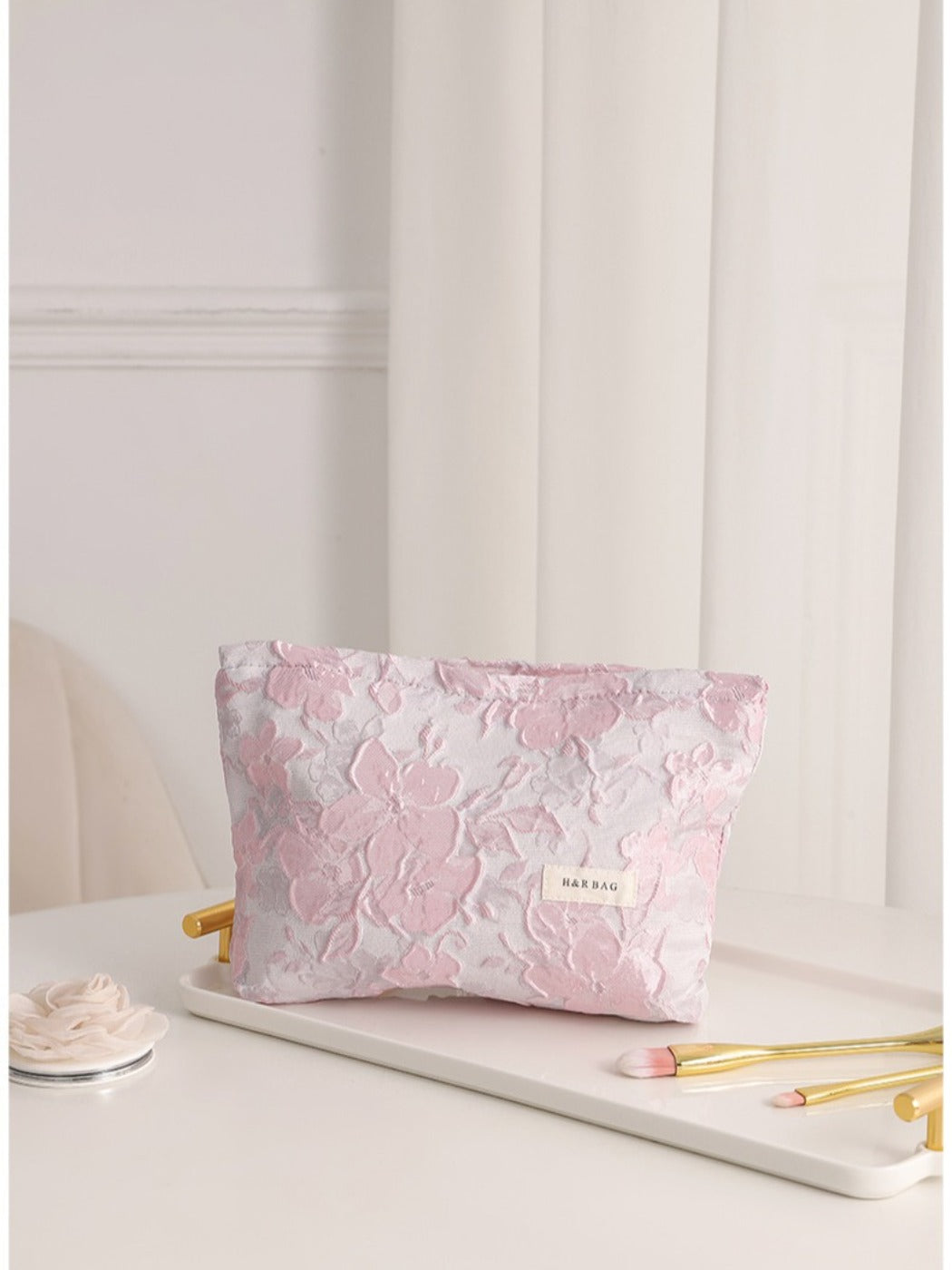 Cosbai - Coin Purse &amp; Cosmetic Bag with Floral Prints - 2 Sizes