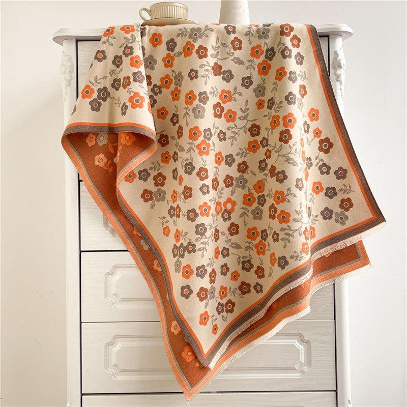 Jacquard Fringed Cashmere-Like Scarf