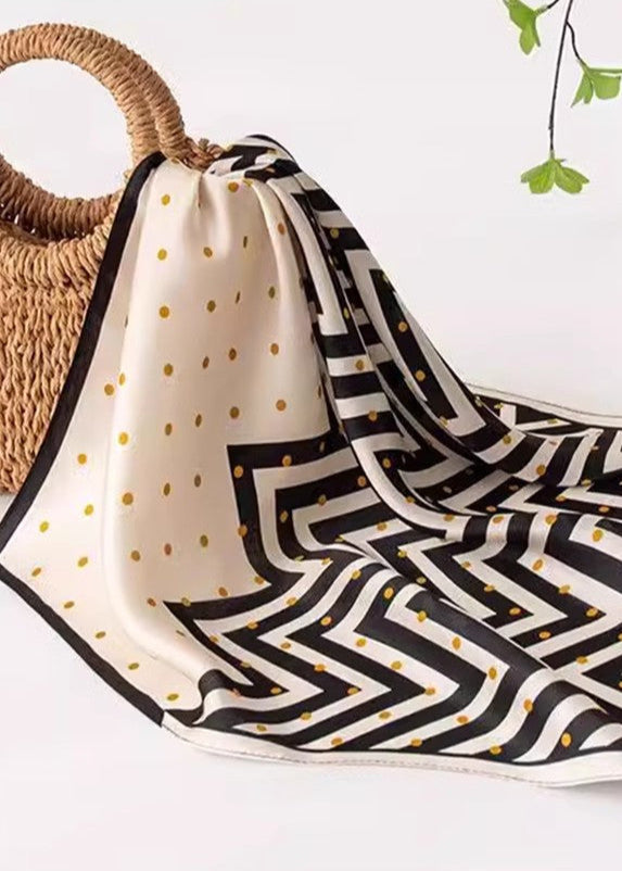 Silk Square Scarf Polka Dot Chevron Design