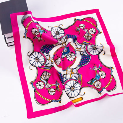 Scarvii - Pumpkin Carriage Print Square Scarf - Vintage &amp; Playful