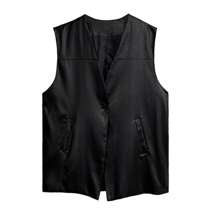 Ribbed Jacquard Solid Color Vest