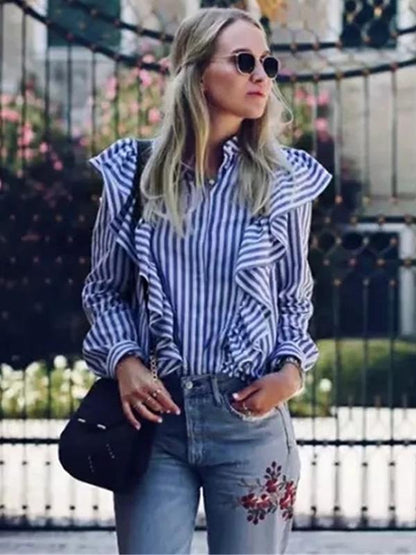 Fashion Stripe Long Sleeve T Shirt Top Blouse
