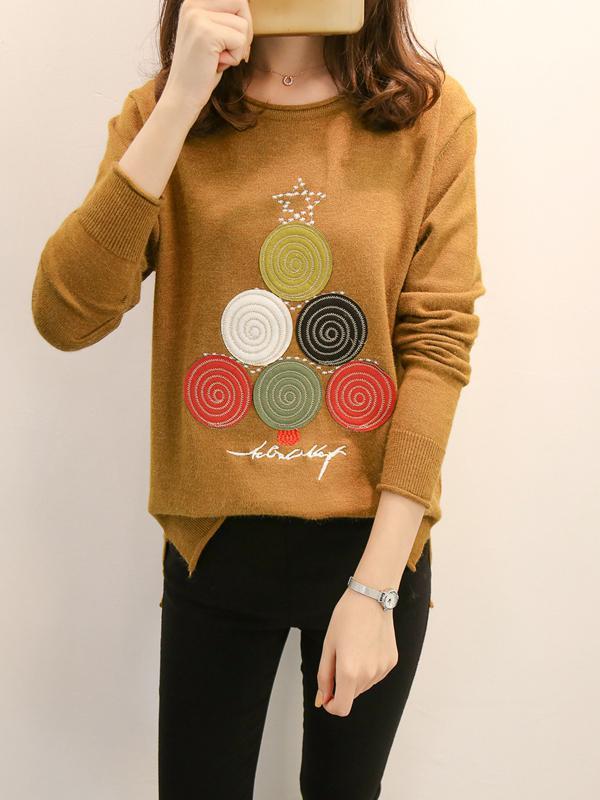 2017 Xmas Tree Casual Sweatshirt Women Long Sleeve T-Shirt