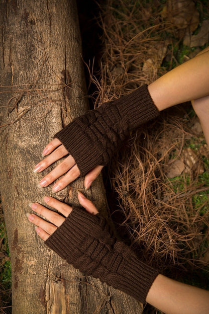 Half Refers To The Warm Knit Typing Women S Thick Wool Half Palm Gloves - 4