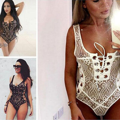 New Arrival Lace Perspective Strap V-Neck Bikini 6-Color Swimwear