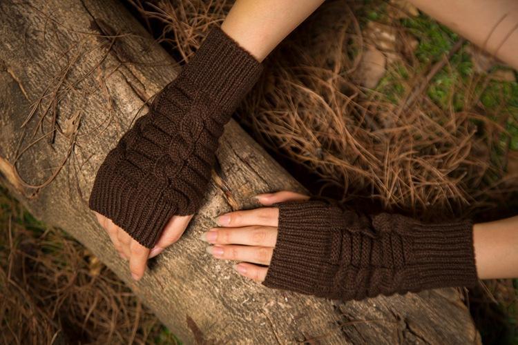 Half Refers To The Warm Knit Typing Women S Thick Wool Half Palm Gloves - 4