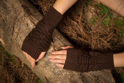 Half Refers To The Warm Knit Typing Women S Thick Wool Half Palm Gloves - 4