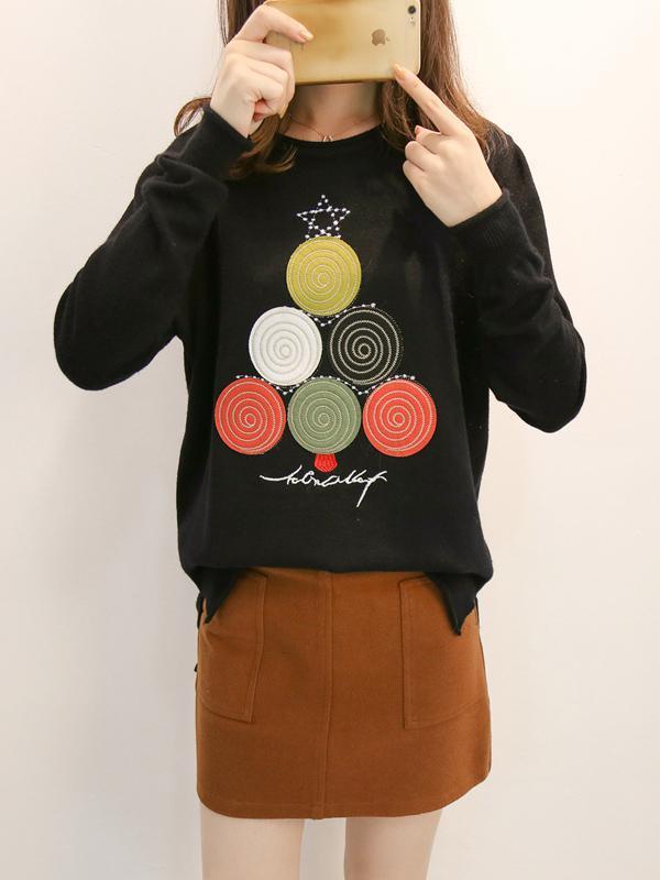 2017 Xmas Tree Casual Sweatshirt Women Long Sleeve T-Shirt