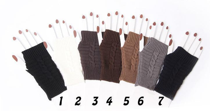 Half Refers To The Warm Knit Typing Women S Thick Wool Half Palm Gloves - 4