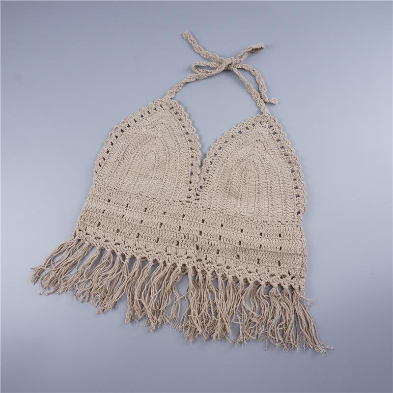 Sexy Halter Knit Tassel Bohemia Beach Tops