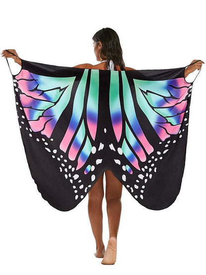 Butterfly Print Sexy Backless Beach One-Piece Cover-Up Dress