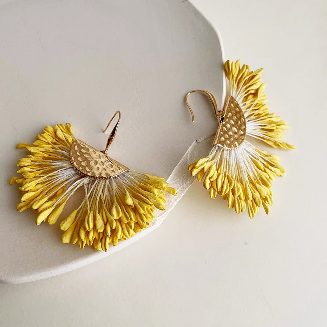 Earwish - Yellow Wheat Earrings - Bright &amp; Vibrant