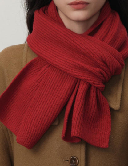 Simple Solid Color Knitted Wool Warm Scarf