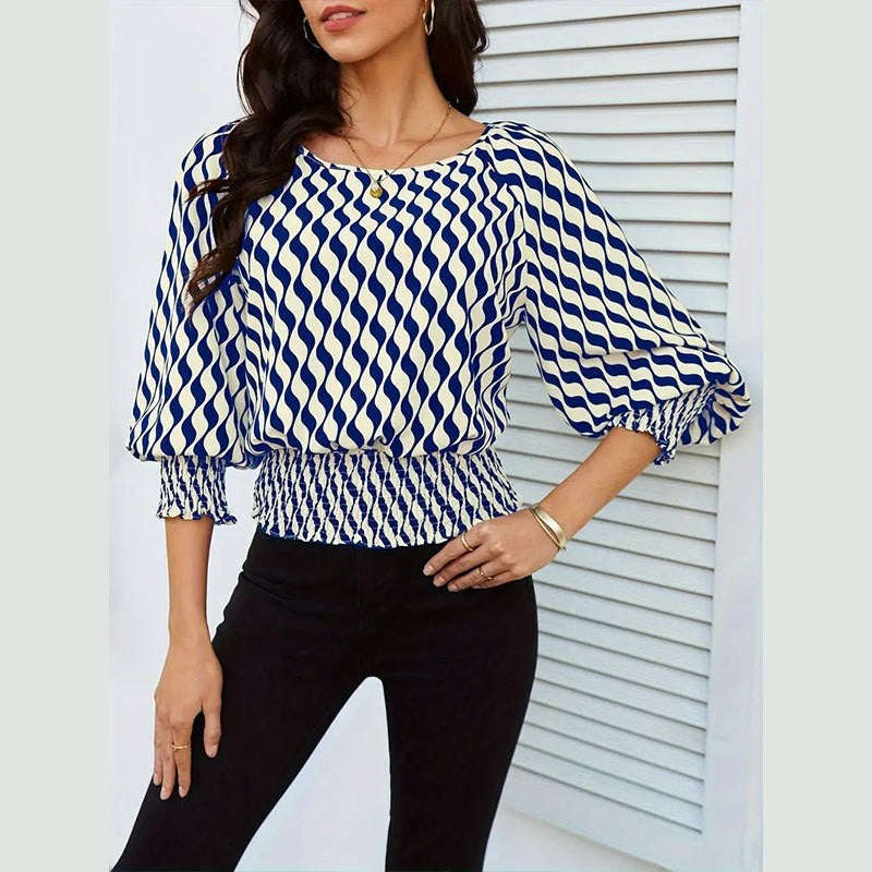 Women's Short Sleeve Color Block Print T-Shirt