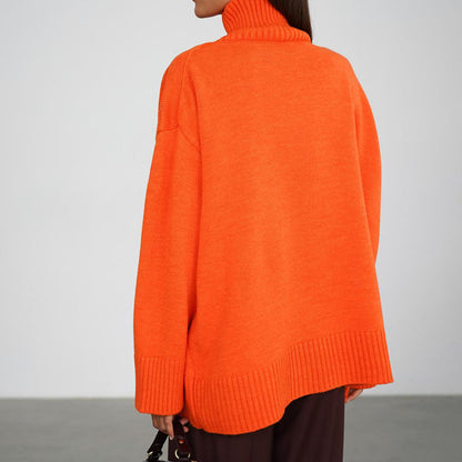 Winter High Neck Solid Color Knit Sweater