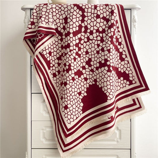 Jacquard Fringed Cashmere-Like Scarf