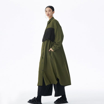 Vintage Patchwork Cotton Long Cardigan Coat