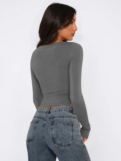 Black Drawstring Top Soft Stretchy Fabric
