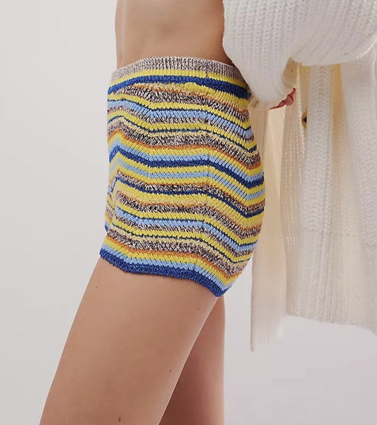 Casual Colorful Striped Knit Shorts