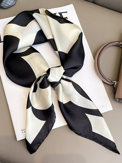 Square Contrast Color Floral Printed Scarfs&Hats