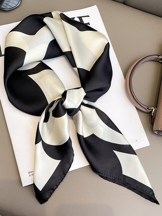 Square Contrast Color Floral Printed Scarfs&Hats