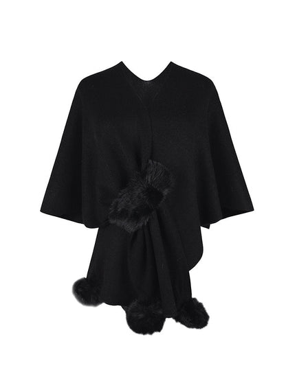 Casual Solid Color Hairball Shawl&Scarf