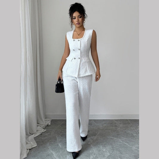 Square Neck Tank Top And Long Pants Suit