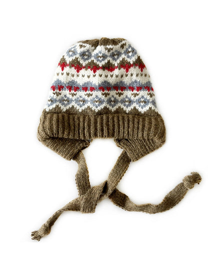 Haila - Bohemian Knitted Beanie with Earflaps &amp; Tasseled Ties