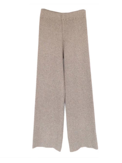 Casual Loose Solid Color Half Turtleneck Sweater Tops & Wide Leg Pants Suits