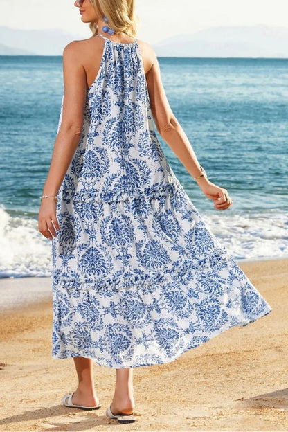 Women's Halter Neck Floral Print Vacation Dress