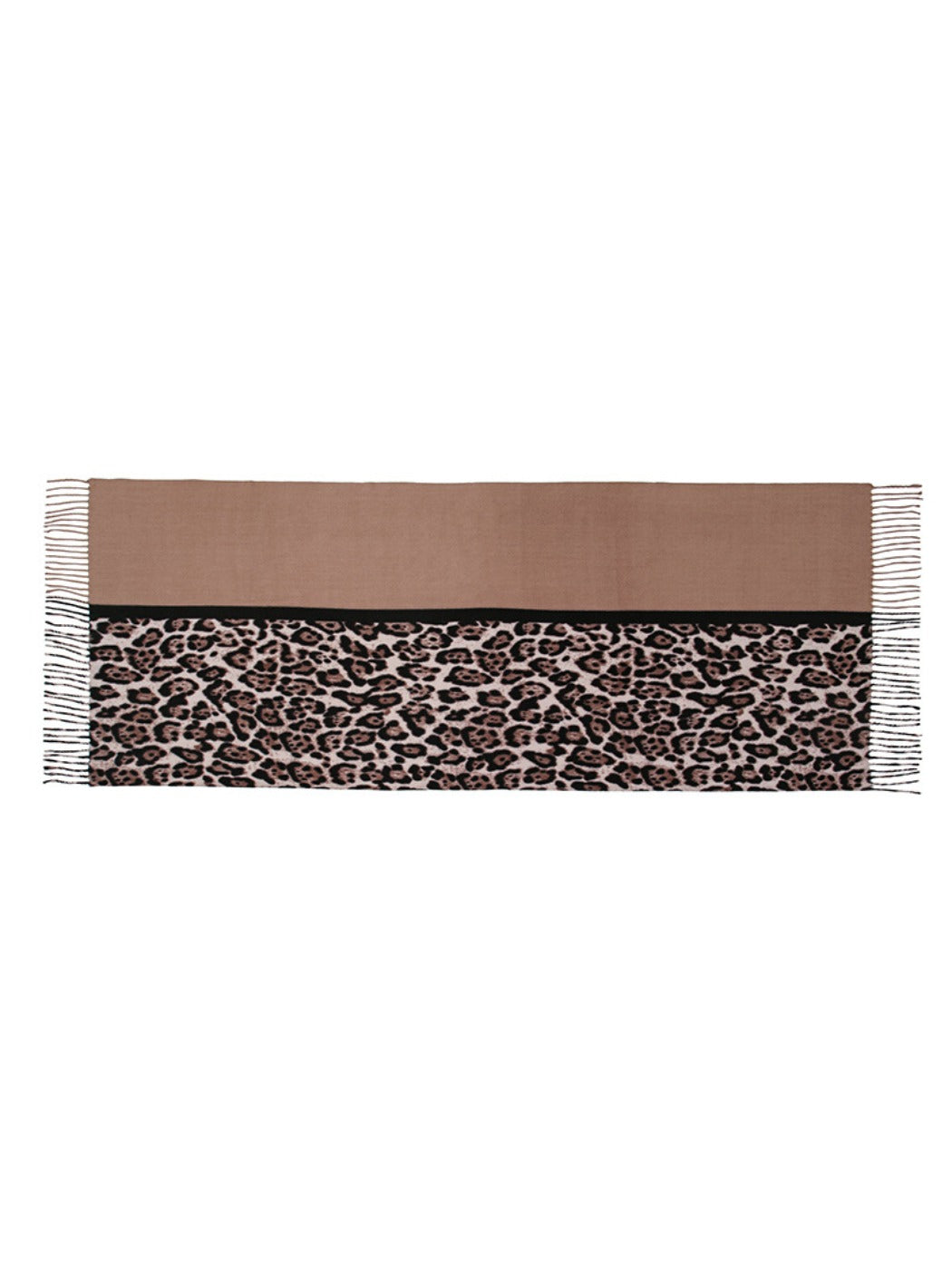 Sscarvii - Leopard Print Tassel Winter Scarf