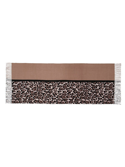 Sscarvii - Leopard Print Tassel Winter Scarf