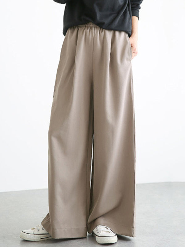 Uraban Simple Solid Color Plus Loose Casual Wide-Leg Pants