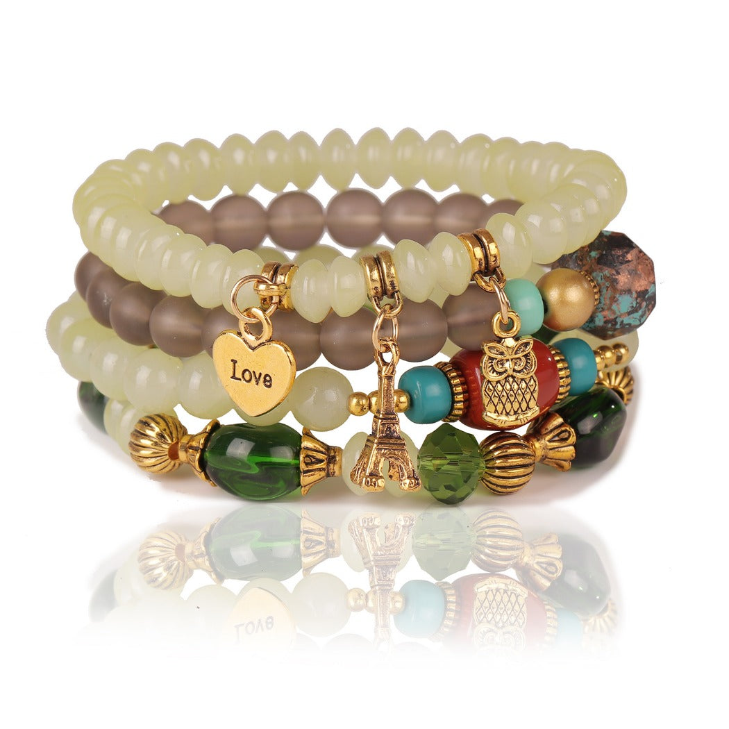 Bauai - 4-in-1 Stylish Charm Stackable Bracelet Set With Pendants