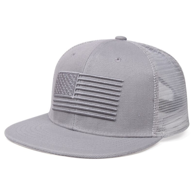 Stars And Stripes Embroidered Flat Brim Baseball Cap Unisex Sports Hat