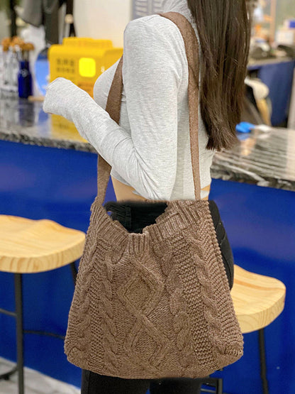 Casual Knitting Solid Color Handmade Bags Accessories