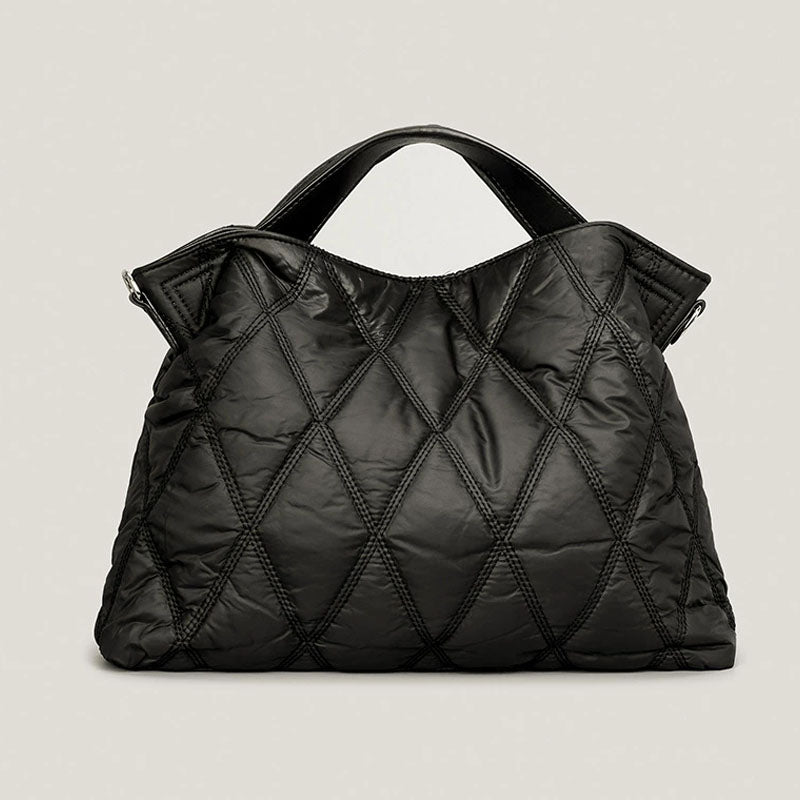 Trendy Solid Cotton Padded Tote Shoulder Bag
