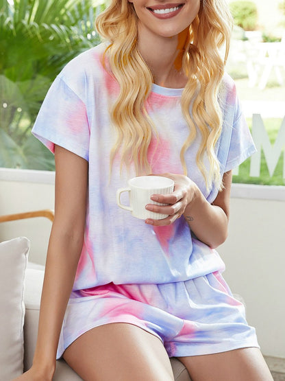 Summer Casual Print Dye Gradient Star Pajamas Short-Sleeved Home Suit 2