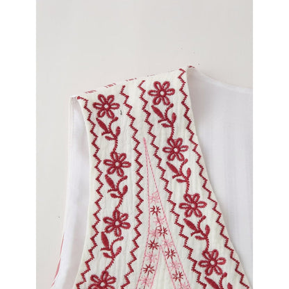 Crosa - Embroidered V-Neck Top – Classic &amp; Versatile
