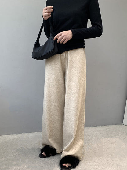 Simple Casual 3 Colors Knitting Wide-Leg Pants