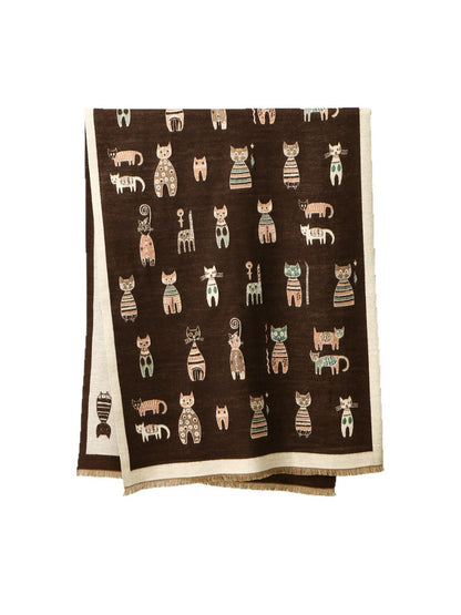 Sscarvii - Fashionable Cat Print Winter Scarf