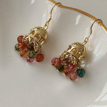 Wind Chime Beaded Tassel Drop Earrings