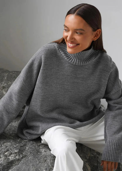 Loose Fit Cotton Knit Turtleneck Sweater