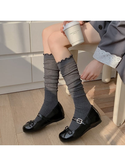 Rufia - Basic Ribbed Knee-High Socks for Women