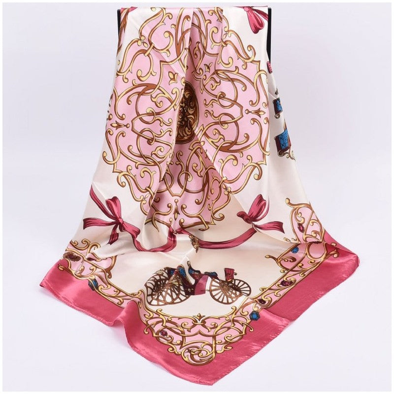Carriage Printed Square Satin Scarf