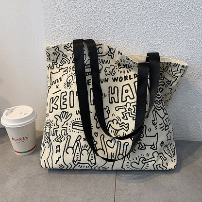 Single Shoulder Handbag Large Capacity Cute Canvas Bag