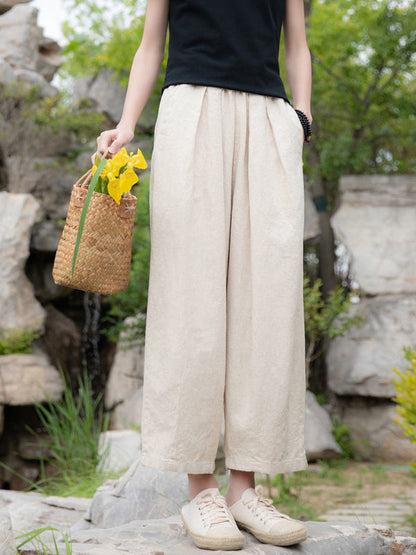 Loose Wide Leg Elasticity Solid Color Casual Pants Bottoms