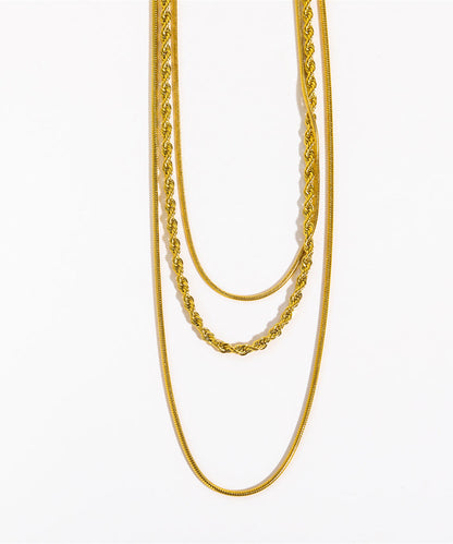Boho Gold Stainless Steel Alloy Three Layers Necklace