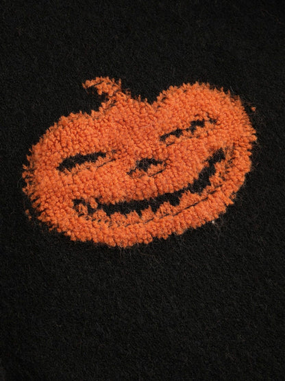 Crosa - Colorblock Pumpkin Jacquard Knit Halloween Sweater
