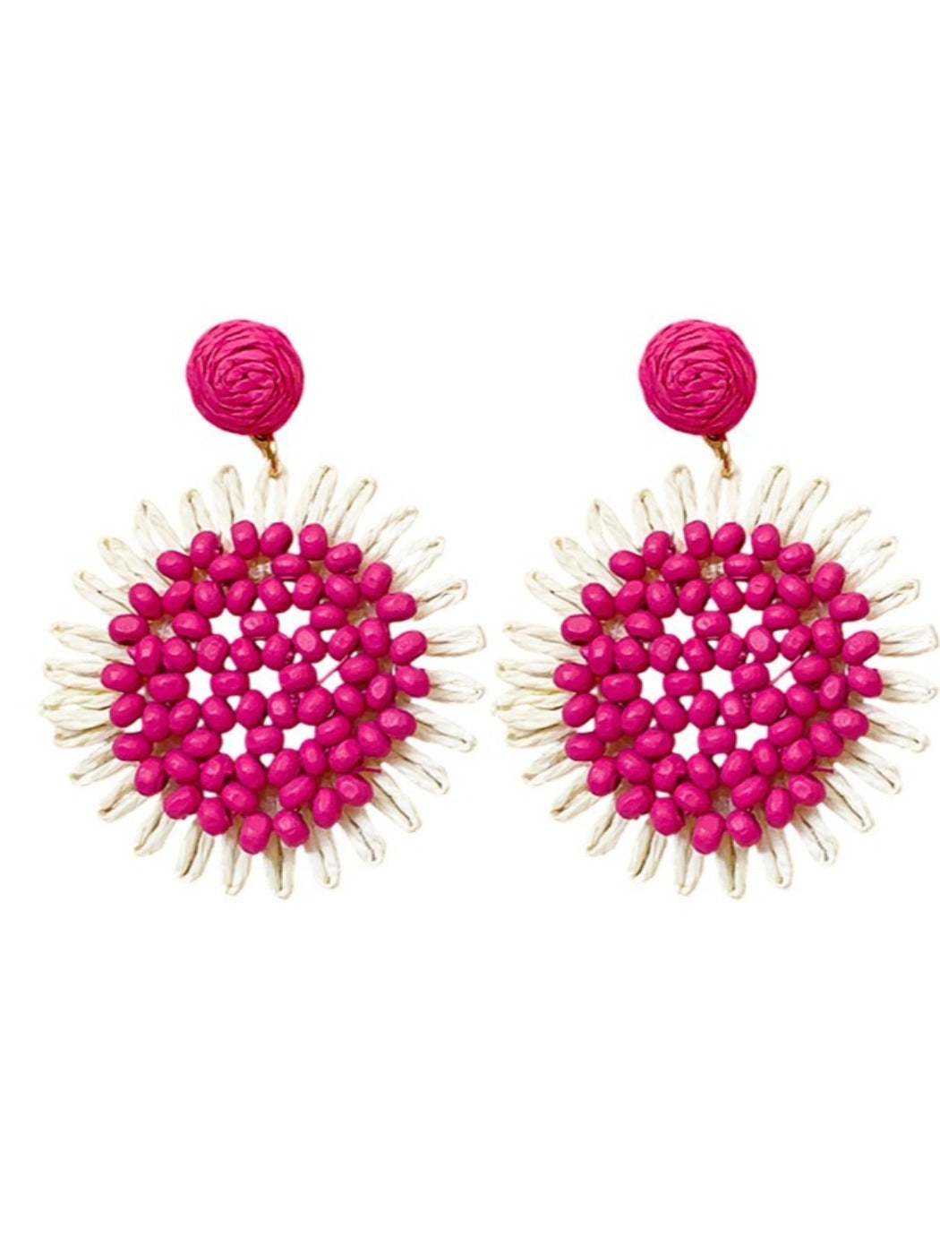 Earwish - Raffia Beaded Sunflower Earrings – Boho &amp; Cheerful